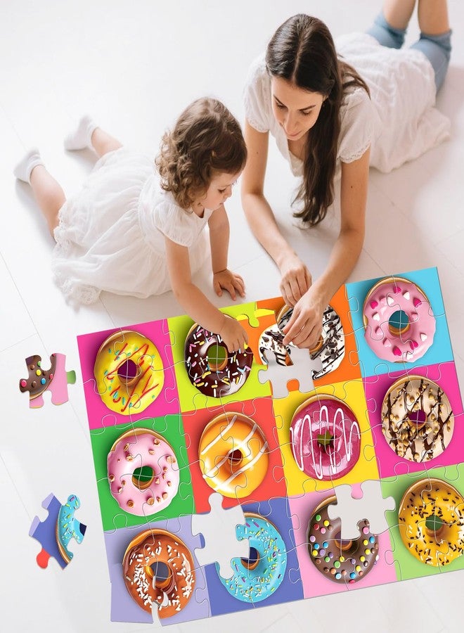 IFLOVE أحجية أرضية ضخمة للأطفال، 48 قطعة أحجية على شكل دونات ملونة، ألعاب تعليمية للأطفال الصغار من سن 3 إلى 5 سنوات، هدية للأطفال من سن 4 إلى 8 سنوات (دونات) - Image 5